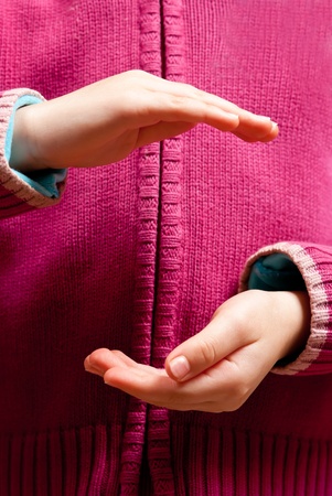 Little child hands open.Studio shotの写真素材