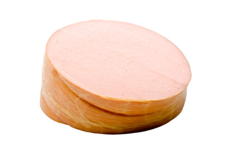 Pork sausage isolated on white backgroundの写真素材