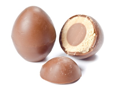 Chocolate candies isolated on white backgroundの写真素材