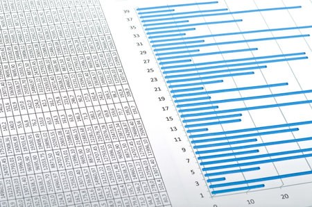 Business still-life with blue chart and numbers