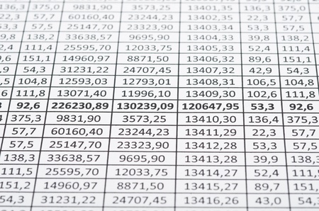 Rows of numbers. Focus in centerの写真素材