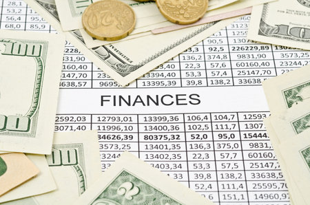Business background, financial data concept with numbers and money
