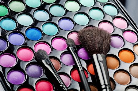 Professional multi colored make-up and brushesの写真素材