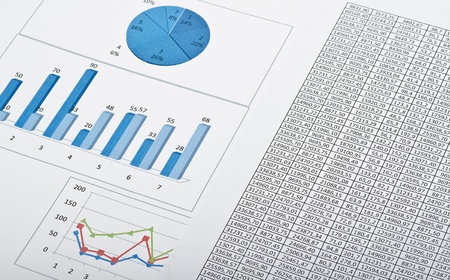 Business still-life with diagrams, charts and numbersの写真素材