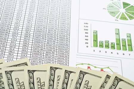 Business still-life with diagrams, charts and numbersの写真素材