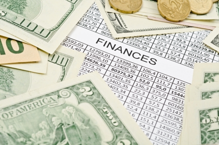 Business background, financial data concept with numbers and moneyの写真素材