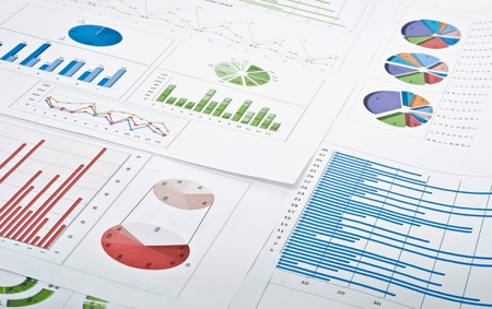 Business still-life with diagrams, charts and numbersの写真素材