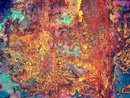 Detail of an iron painted sheet with rustの写真素材