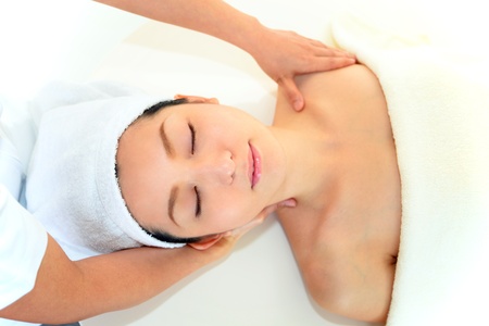 Woman having massageの写真素材