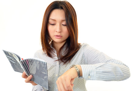 Late busy business womanの写真素材