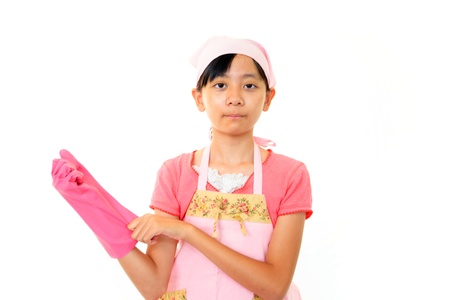 Girl cleaningの写真素材