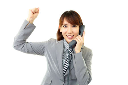 Business woman enjoying successの写真素材