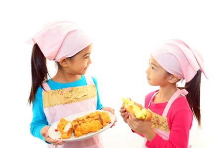 The girl who helps with a mealの写真素材