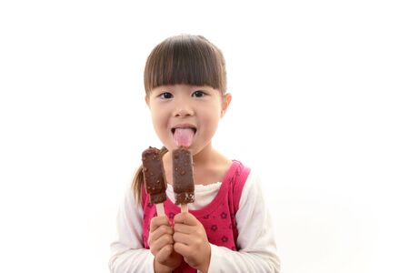 The girl who eats ice creamの写真素材