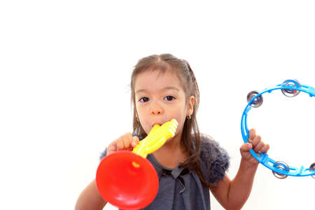 The girl who plays a toyの写真素材