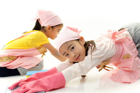 The girl who helps with houseworkの写真素材