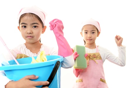 The girl who helps with houseworkの写真素材