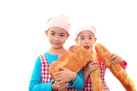 Girls having breadの写真素材