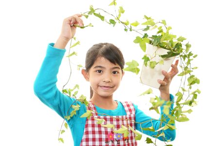 The girls who help with gardeningの写真素材