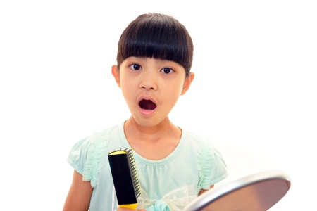 The girl who does hair careの写真素材