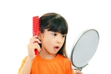 The girl who does hair careの写真素材