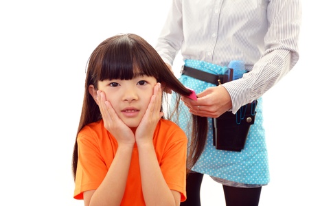 The girl who does hair careの写真素材
