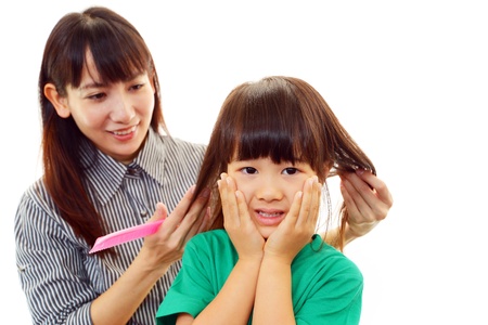 The girl who does hair careの写真素材