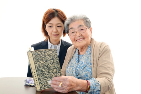 The elderly lady who relaxesの写真素材
