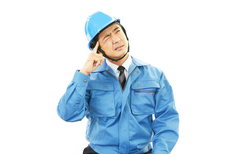 Portrait of tired worker の写真素材