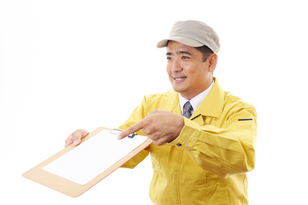 Courier Service isolated on white の写真素材
