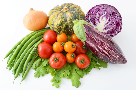Fresh vegetables isolated on white の写真素材