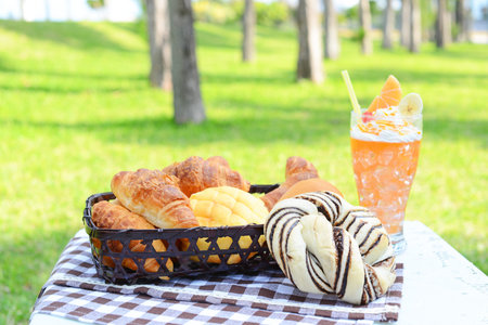 Picnic setting on green grass