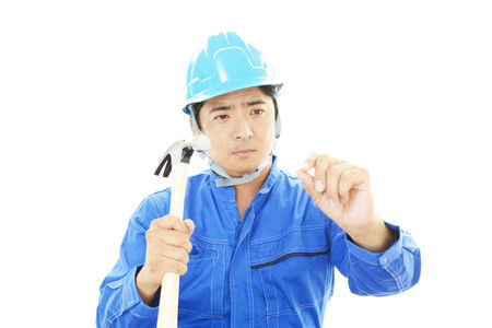 Portrait of a worker の写真素材
