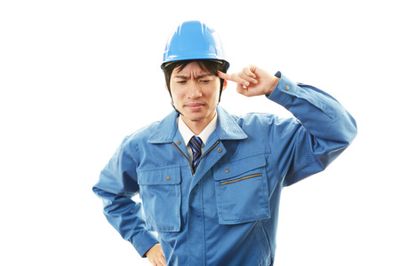 Portrait of tired worker の写真素材