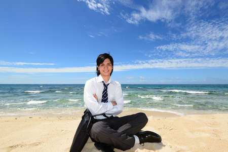 Man on the beachの写真素材