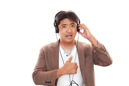 Man listening to musicの写真素材