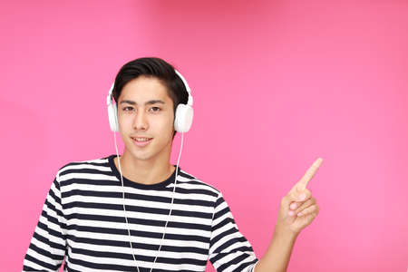 Man listening to musicの写真素材