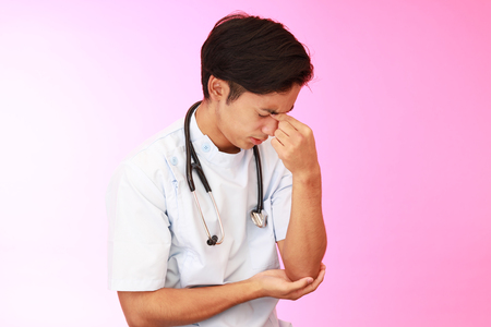 Tired and stressed doctorの写真素材