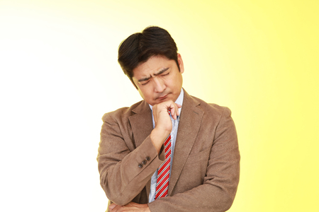 Man shows the sign of prohibitionの写真素材