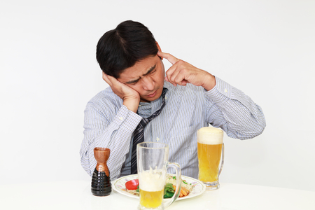 Portrait of a drunken manの写真素材