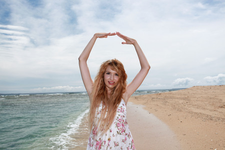 Woman enjoy the sun.の写真素材