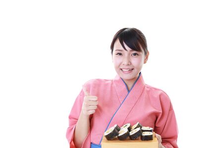 A Japanese restaurant waitressの写真素材