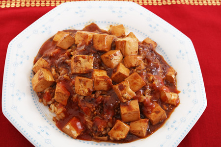 Chinese cuisine, tofu and mince with hot spicy sauceの写真素材