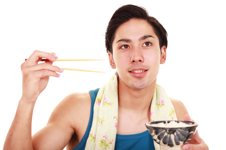 The man who eats foodの写真素材