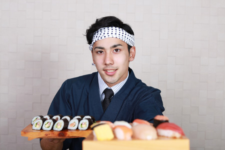 Portrait of a sushi chefの写真素材