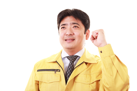 Smiling Asian workerの写真素材