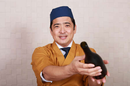 Portrait of a Japanese chefの写真素材