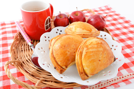 Apple pie and hot chocolateの写真素材