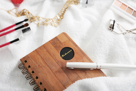 Ring binder book with pen.の写真素材