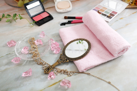 Cosmetic products on the table.の写真素材